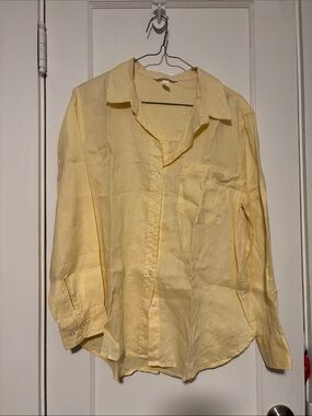 H&M Butter Yellow Button-Down Linen Shirt
